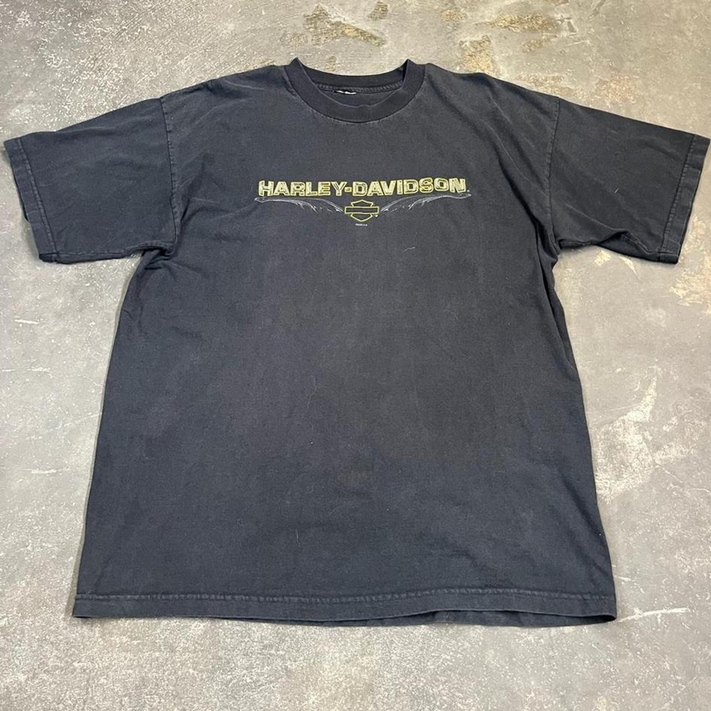Vintage Harley Davidson Fink's Zanesville Ohio Faded Black T-Shirt Y2K Men XL